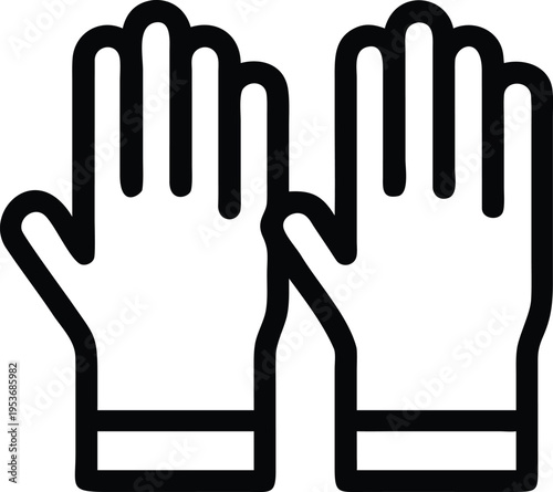 Two black outline gloves side by side on white background