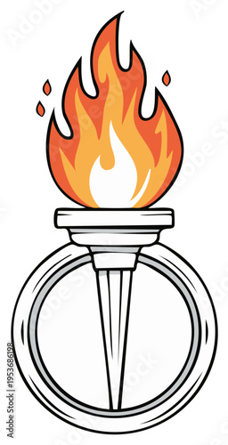 Flaming Torch Emblem Symbolizing Victory and Competition
