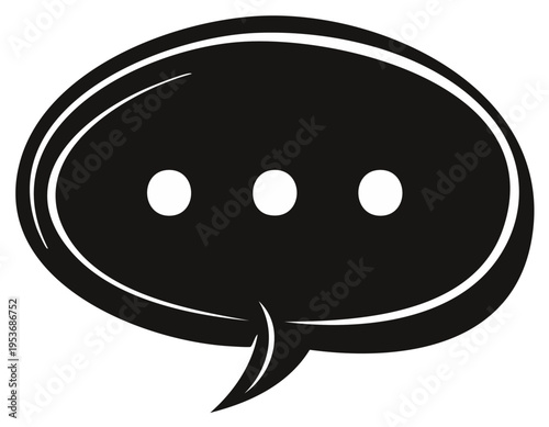 Black and white speech bubble with ellipses indicating chat or typing in online conversation