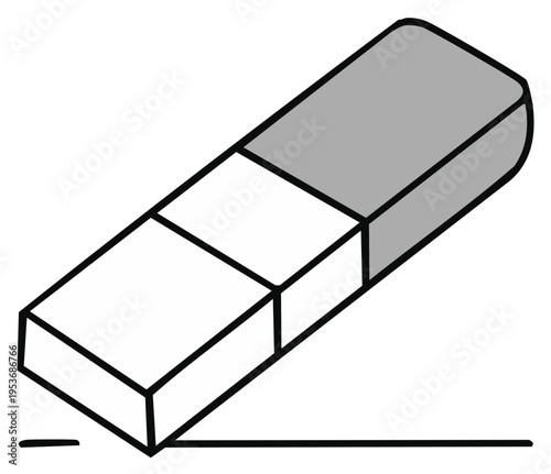 Eraser removing a line, rubber removing mistake, eraser deleting wrong line.