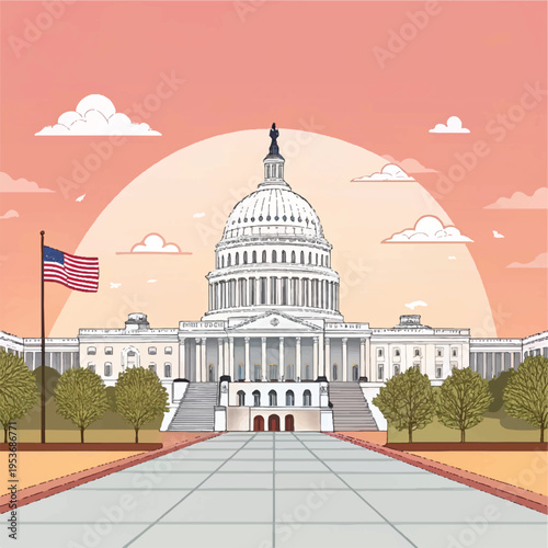 Washington dc travel and tourism retro style vector illustration