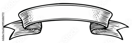 Ornate Scroll Banner With Blank Space For Text Hand Drawn Style Vintage Illustration