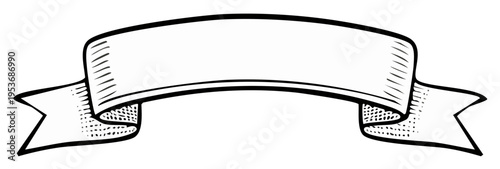 Classic Hand Drawn Ribbon Banner Empty Space for Text