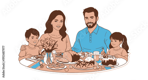 Happy family enjoying a meal together.