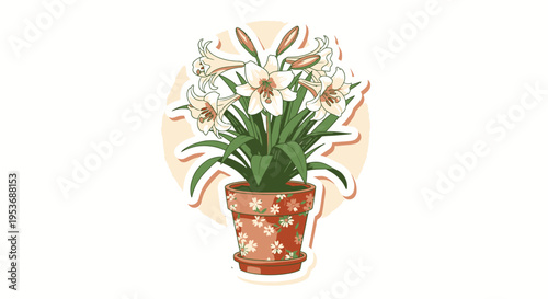 A potted plant with white flowers.