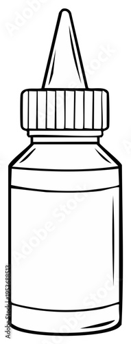 Outline illustration of a liquid dispenser bottle with a narrow nozzle top and blank label