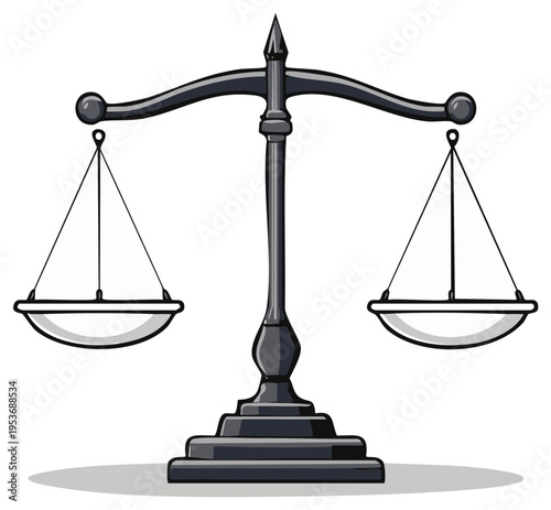 Scales of Justice Symbolic Representation Illustration in Black and White