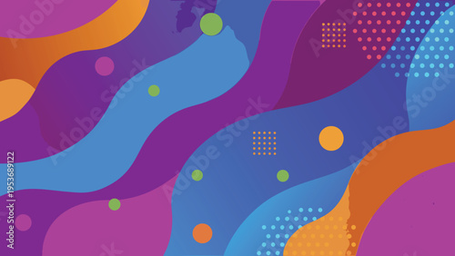 Abstract colorful background with flowing shapes and dotted patterns