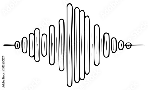 Hand-drawn sound wave pattern graphic representation of audio signal