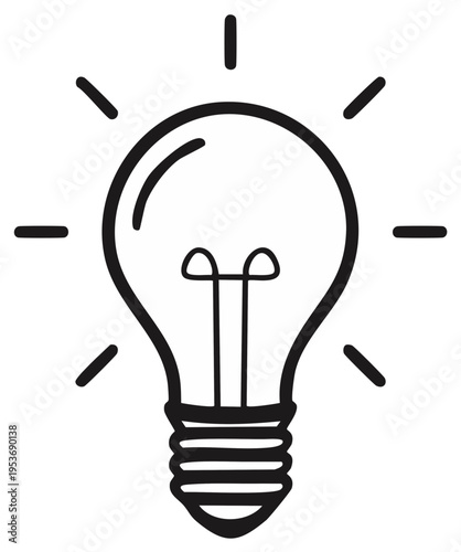 Illustrated glowing lightbulb icon shows inspiration or ideas being formed in a clean and simple design