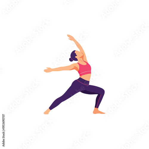 Vector illustration of woman in a yoga pose with arms extended sideways