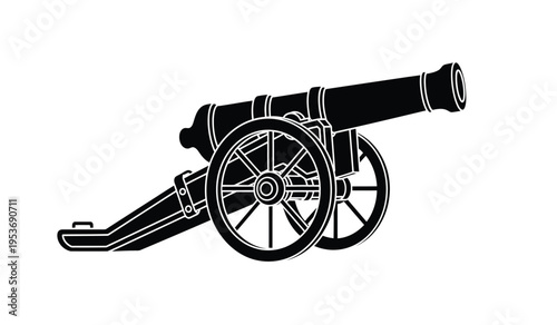 Silhouette of a historic cannon on wheels a classic military artillery piece