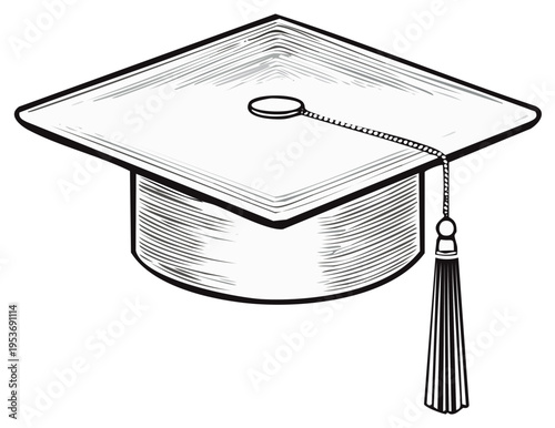 Academic graduation cap with tassel for university or college commencement ceremonies and education achievement symbol