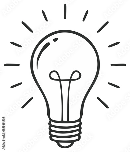 Hand drawn lightbulb representing new ideas creativity and inspiration sketch illustration