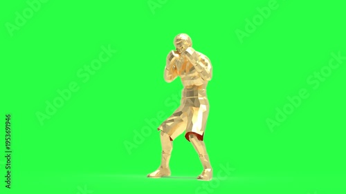 Wallpaper Mural 3D Animation Golden Boxer Fighting and Punching, Boxing Motion, Sport VFX Overlay, Loop, Green Screen Chromakey Torontodigital.ca