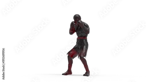 Wallpaper Mural 3D Animation Red Glass Boxer Fighting and Punching, Boxing Motion, Sport VFX Overlay, Loop, White Background Torontodigital.ca