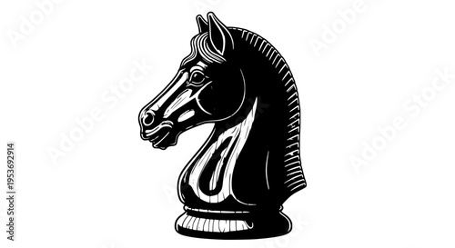 Handcrafted wooden chess knight vector, horse head piece isolated for board game and strategy themes