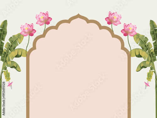 lotus flower traditional backdrop design for decoration and arch