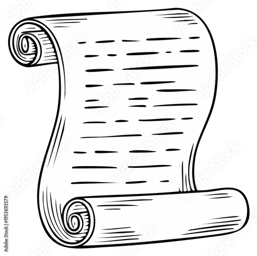 Hand-drawn vintage parchment scroll with cryptic text lines, representing an ancient document or message.