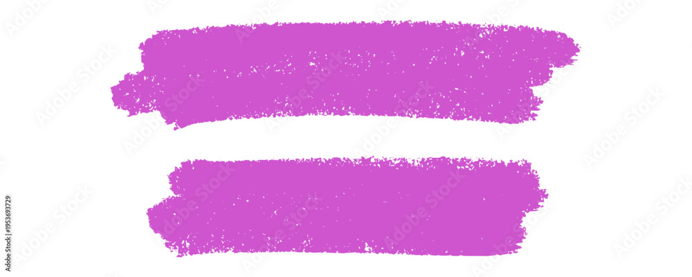 Obraz premium Pair of Parallel Purple Crayon Brush Strokes Displaying Authentic Wax Texture and Rough Edges.