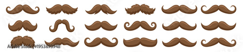 mustache icons set with vintage barber style facial hair symbols and grooming design collection on transparent background