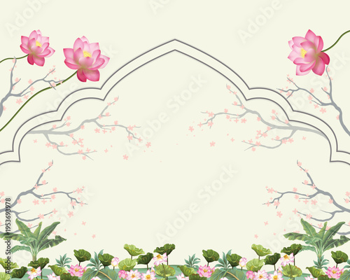 traditional invitation with lotus flower for events backdrop