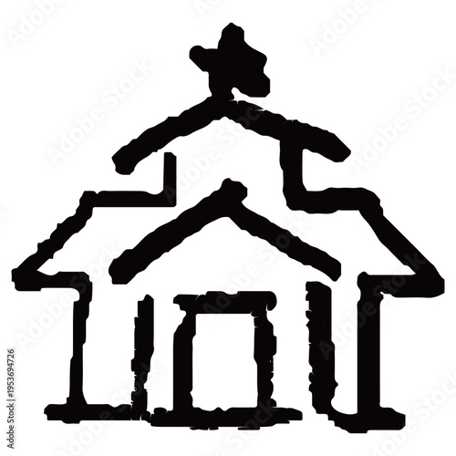 幼稚園の建物・ホームアイコン 幼稚園HPのためのベクターラインアイコン