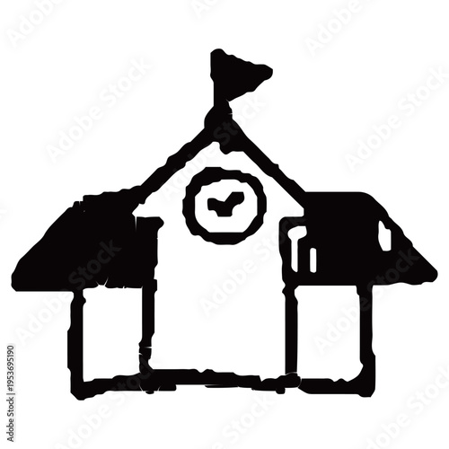 幼稚園の建物・ホームアイコン 幼稚園HPのためのベクターラインアイコン