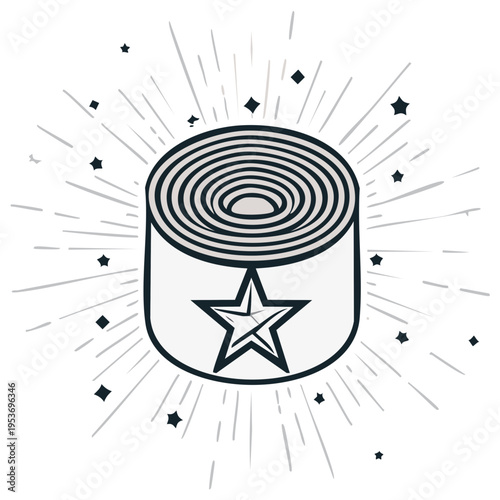 Tin Can with Star Burst Design for Food Product Illustration with a Modern Look
