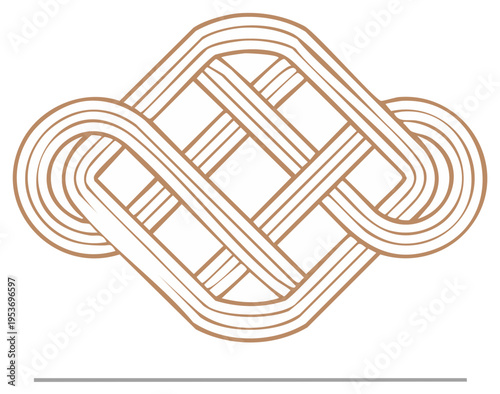 Abstract Celtic knot illustration brown lines intertwined symmetrical design