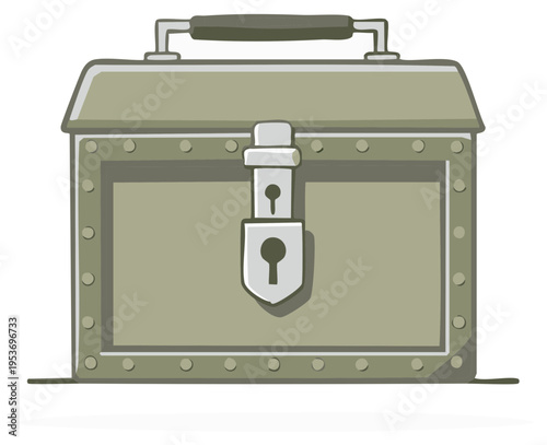 Retro Metal Chest With Rivets and Lock Securing Contents Safely