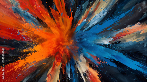 カラフルなペイントスプラッシュの抽象爆発背景　ダイナミックカラーアート