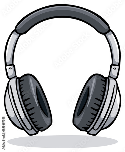 Cartoon-style headphone illustration for music, podcast or audio