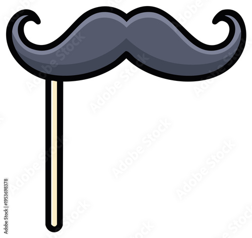 Whimsical Photo Booth Prop: Cartoon Moustache on Stick, for Party Fun and Celebrations