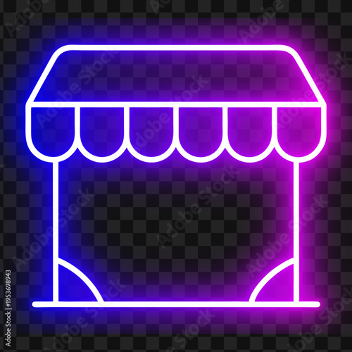 Neon Market Stall Icon Design Element