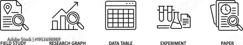 Minimalist Research Process Vector Icons Set