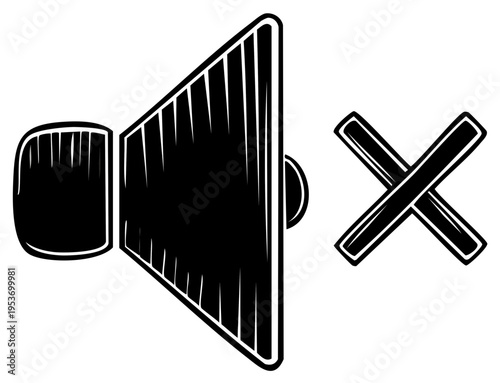 Drawn Audio Speaker Symbol Indicating Mute or Silent Mode