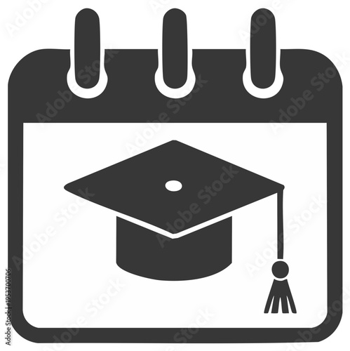 Graduation Cap Calendar Icon Symbolizing Academic Achievement and Education Dates