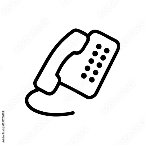 A simple black line art illustration of a landline telephone