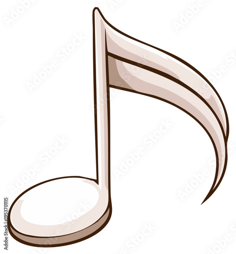 Isolated light brown musical eighth note with dark outline and subtle shading