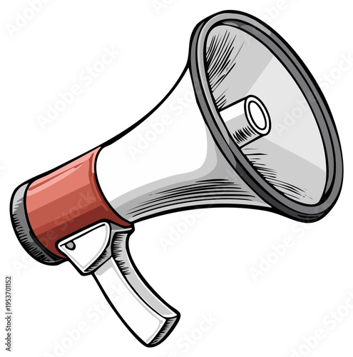 Retro Megaphone Amplifying Sound Loudly with Dramatic Outline Style