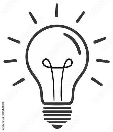 Illustration of a shining lightbulb, symbolizing idea and innovation