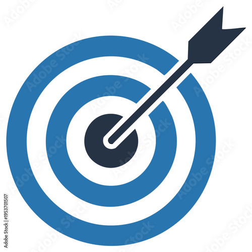 Arrow hitting bullseye on target graphic for business success and accuracy concept