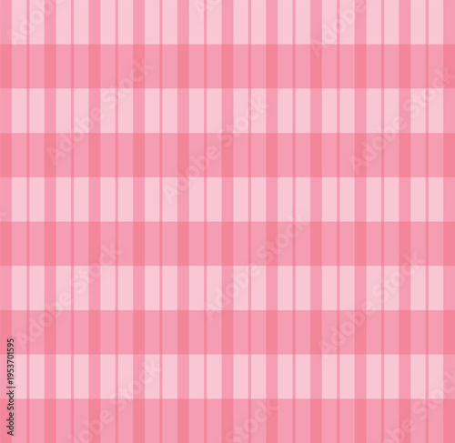 Seamless pink plaid pattern with vertical and horizontal stripes. Flat vector illustration of a classic gingham or checkered background for textiles, wallpaper, and gift wrapping.