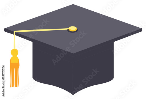 Graduation mortarboard cap with tassel for academics and academic achievements