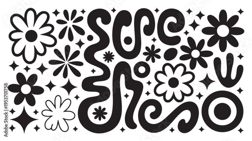 Summer Vibes Text With Floral Patterns And Stars On White Background For Seasonal Concepts
