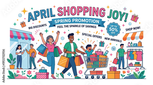 April Shopping Joy Spring Promotion Banner