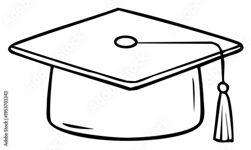 Simple Outline of a Graduation Cap with Tassel an Iconic Symbol of Academic Achievement