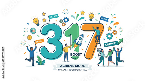 Achieve More Business Success Concept of Numbers and People