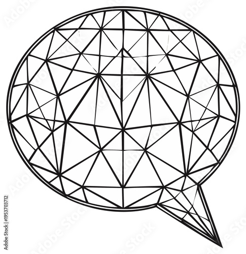 Abstract geometric speech bubble. Conceptual image of communication, thought, or dialogue.